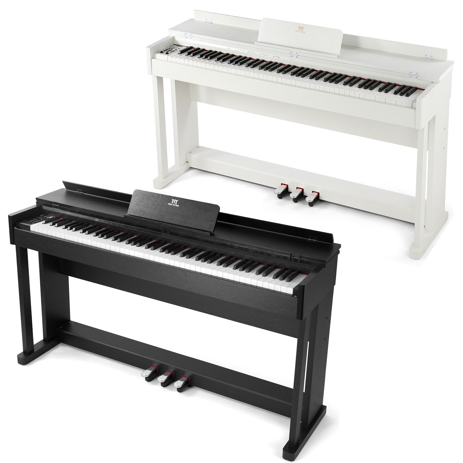 Black/White Ful Size 88Key Weighted Hammer Action Digital Piano Keyboard 3-Pedal
