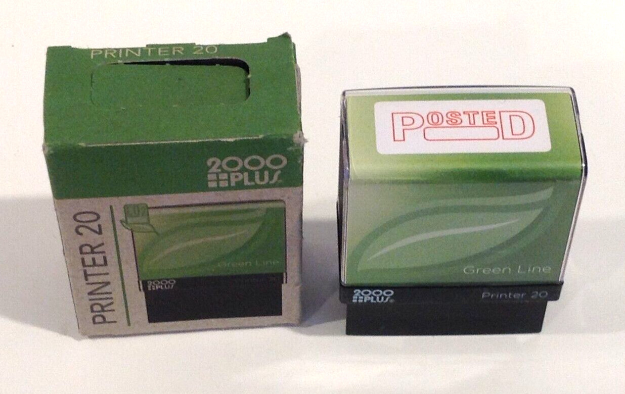 "POSTED" 2000 Plus Green Line Pre-Inked Stamp POSTED Red Ink 1 5/8 x 1/2" NEW