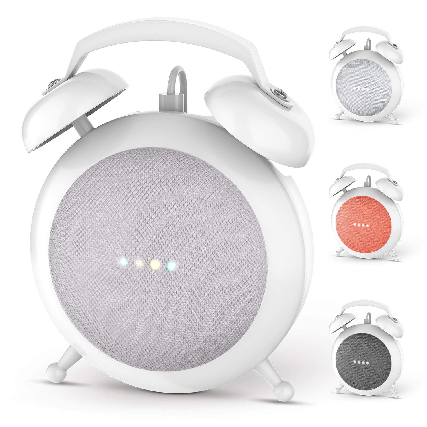 Google Home Mini Stand Holder, Retro Alarm Clock Mount Base White