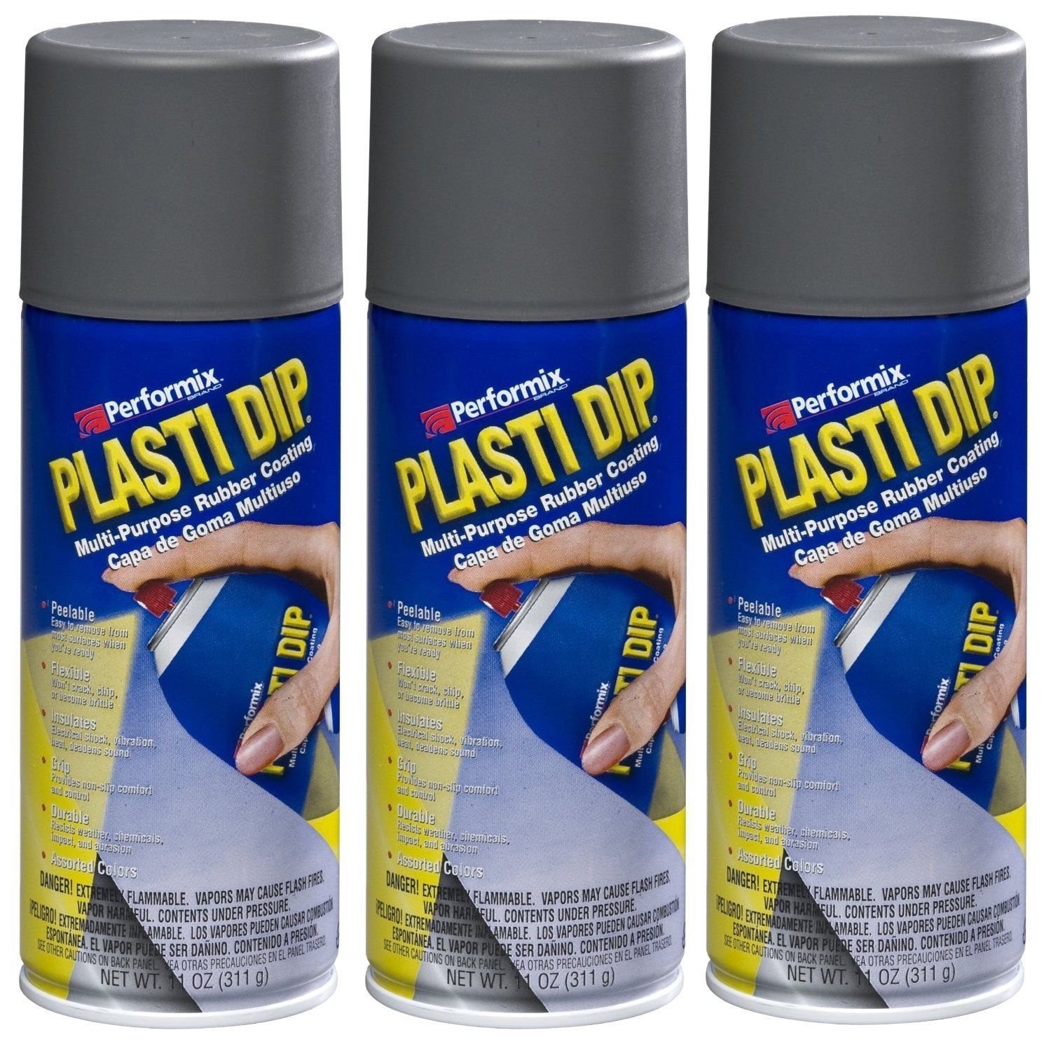 3-PACK Performix PLASTI DIP GUNMETAL 11 Ounce (Pack of 3), Gun Metal Gray