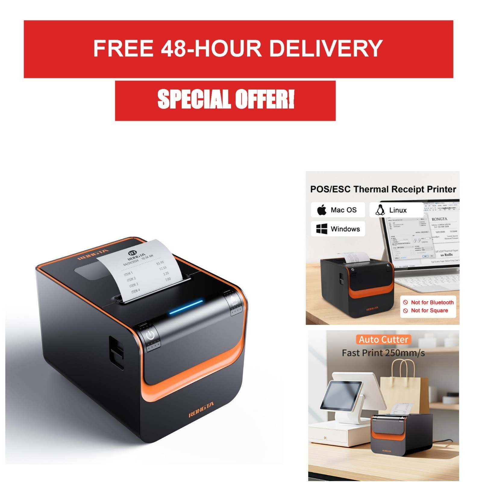 Rongta RP332 80mm Direct Thermal POS Printer with Auto Cutter
