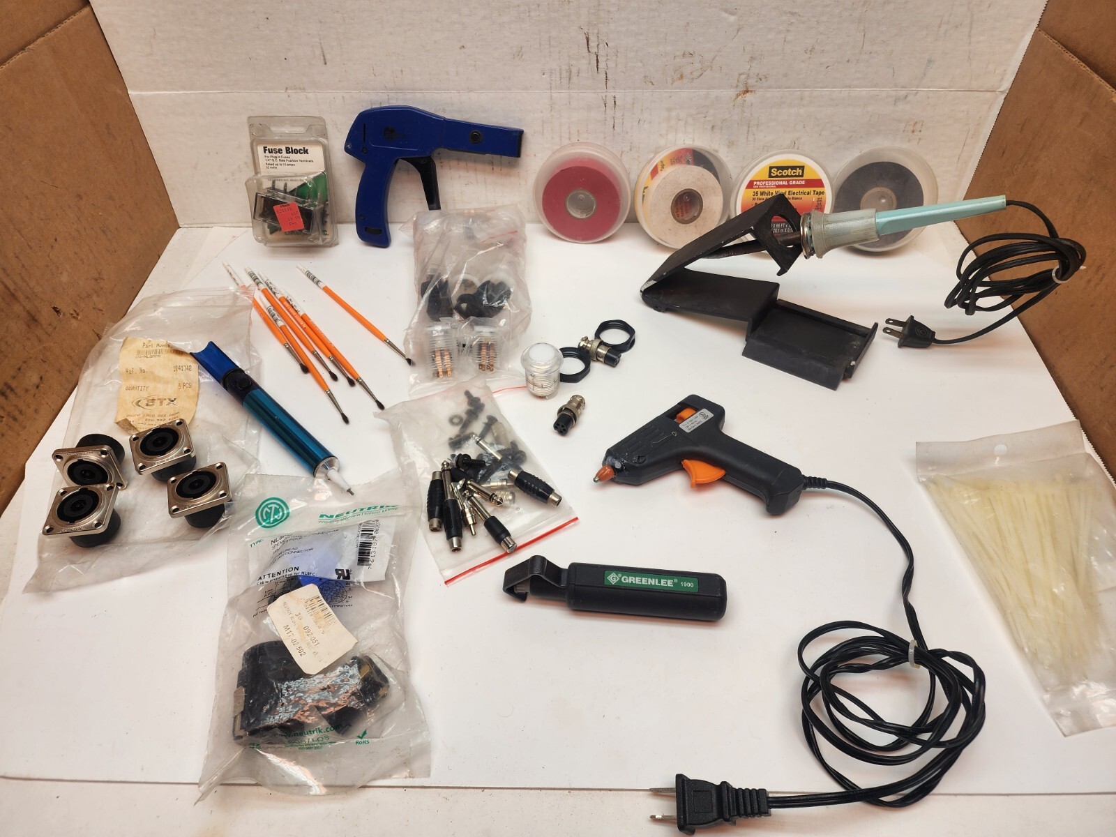 Lot Eclipse Cable Tie Gun, Greenlee Cable Stripping Tool, Ungar Soldering iron