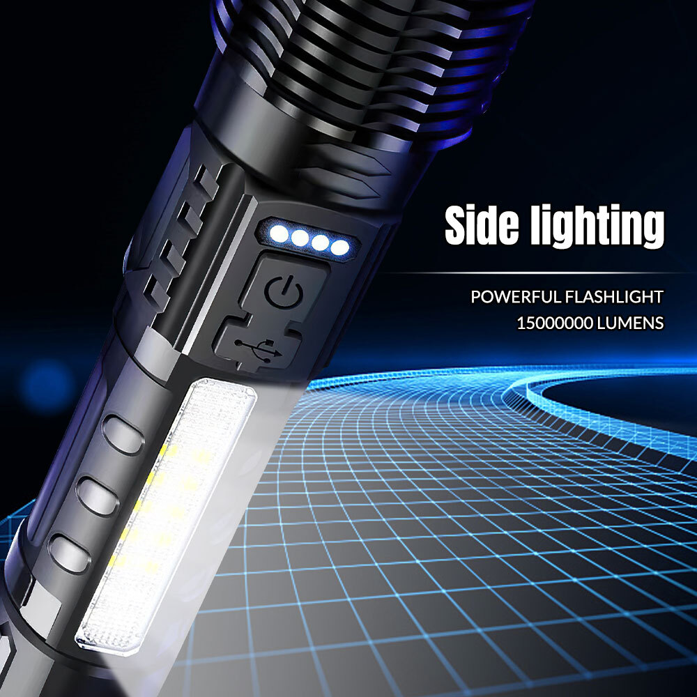 99000000 Lumens Super Bright LED Flashlight Tactical Rechargeable LED Work Light