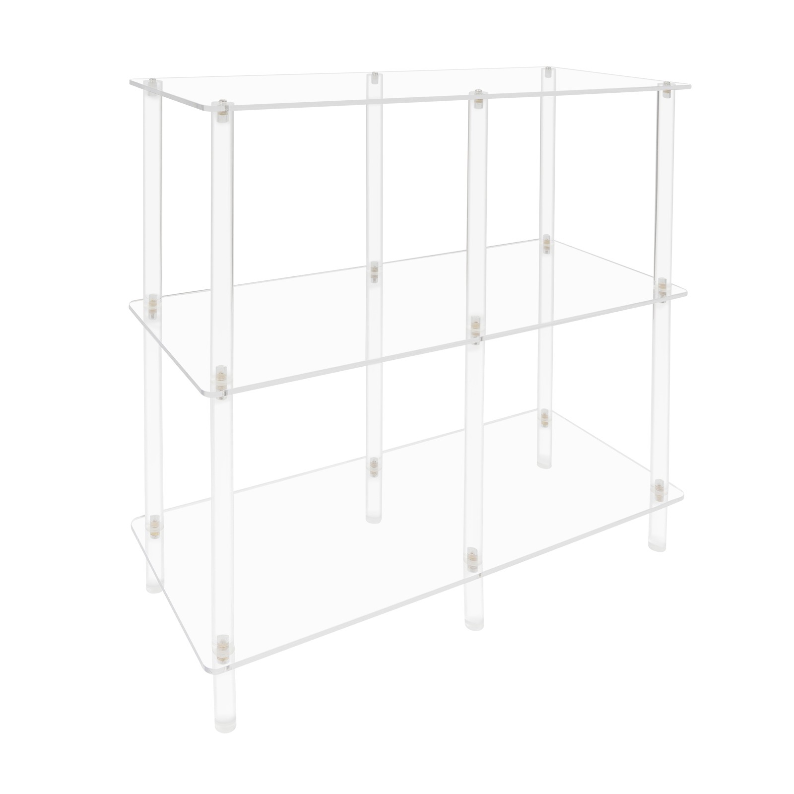 3-Tier Acrylic Table Small Entryway Table W/Open Shelves Clear Entry Table