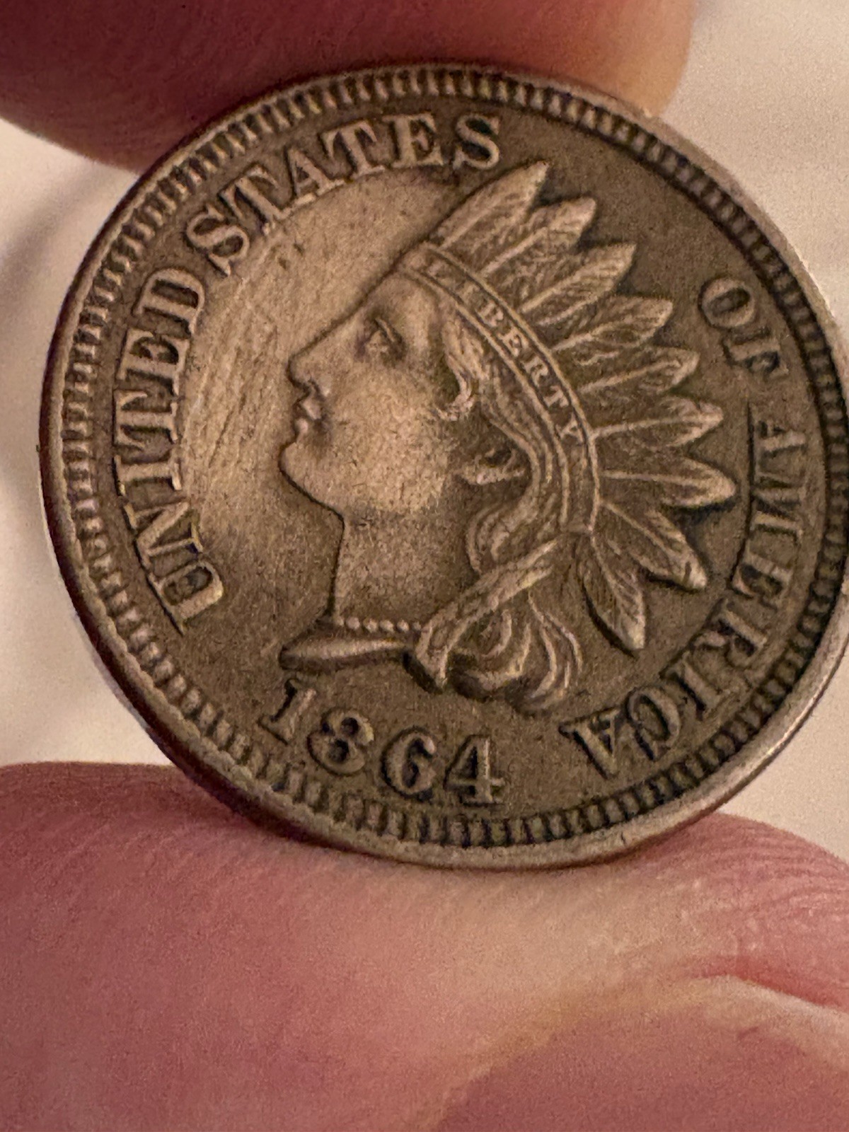 1864 copper nickel  AU Indian Head Cent with  Perfect Necklace, Beautiful Coin