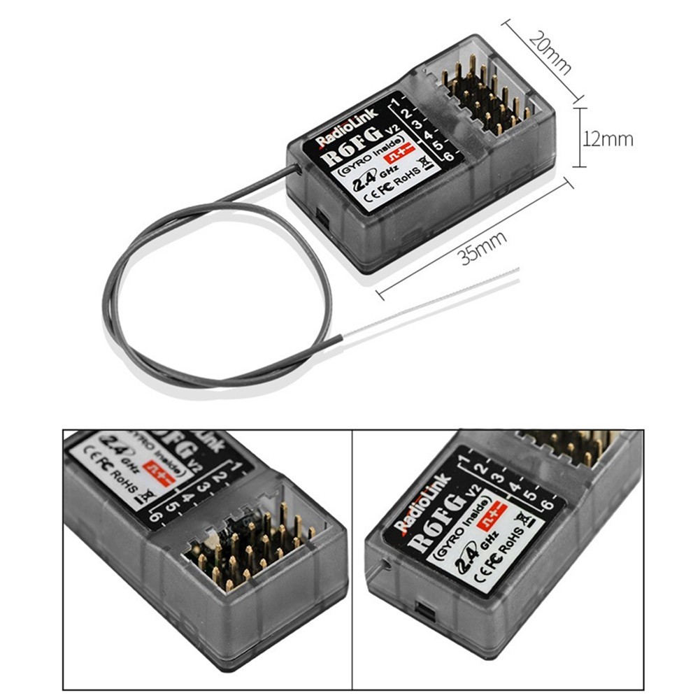 R6FG 2.4Ghz 6CH Gyro RC Receiver for RC6GS RC4GS RC4G Radiolink Transmitter E