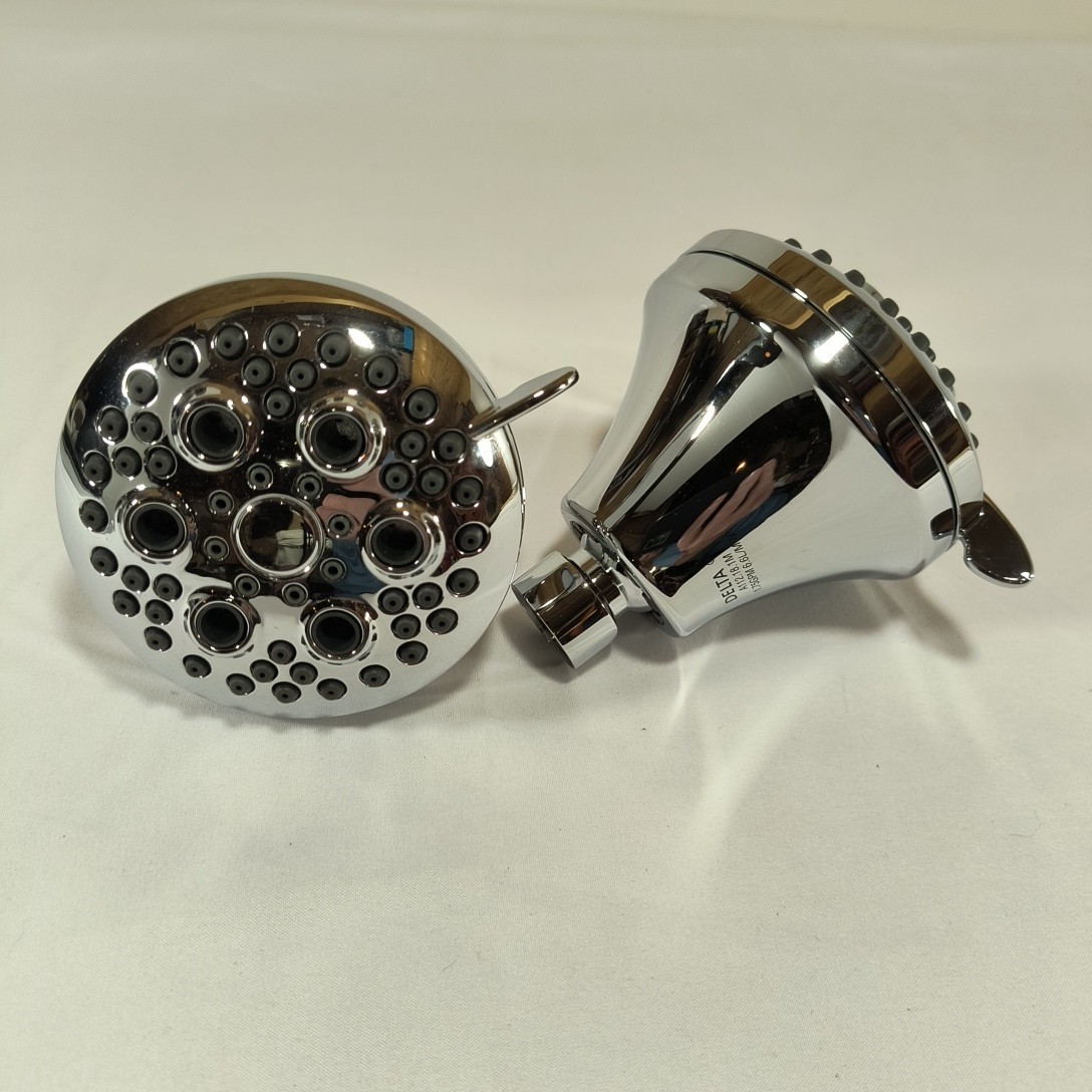 Lot Of 2 Delta Shower Heads New 1.75 GPM Adjustable Chrome Multiple Settings