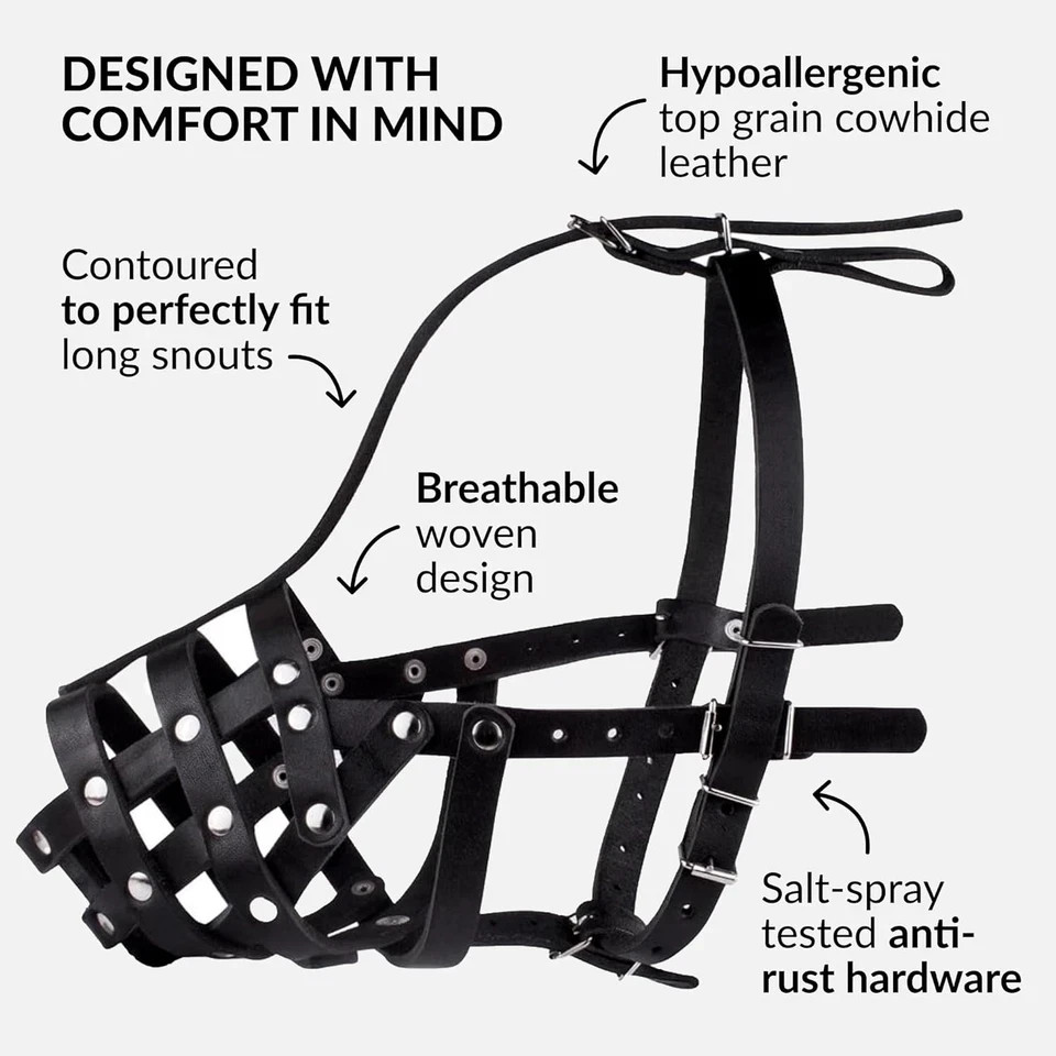 Dog Muzzle German Shepherd Dalmatian Doberman Setter Leather Basket Medium Large