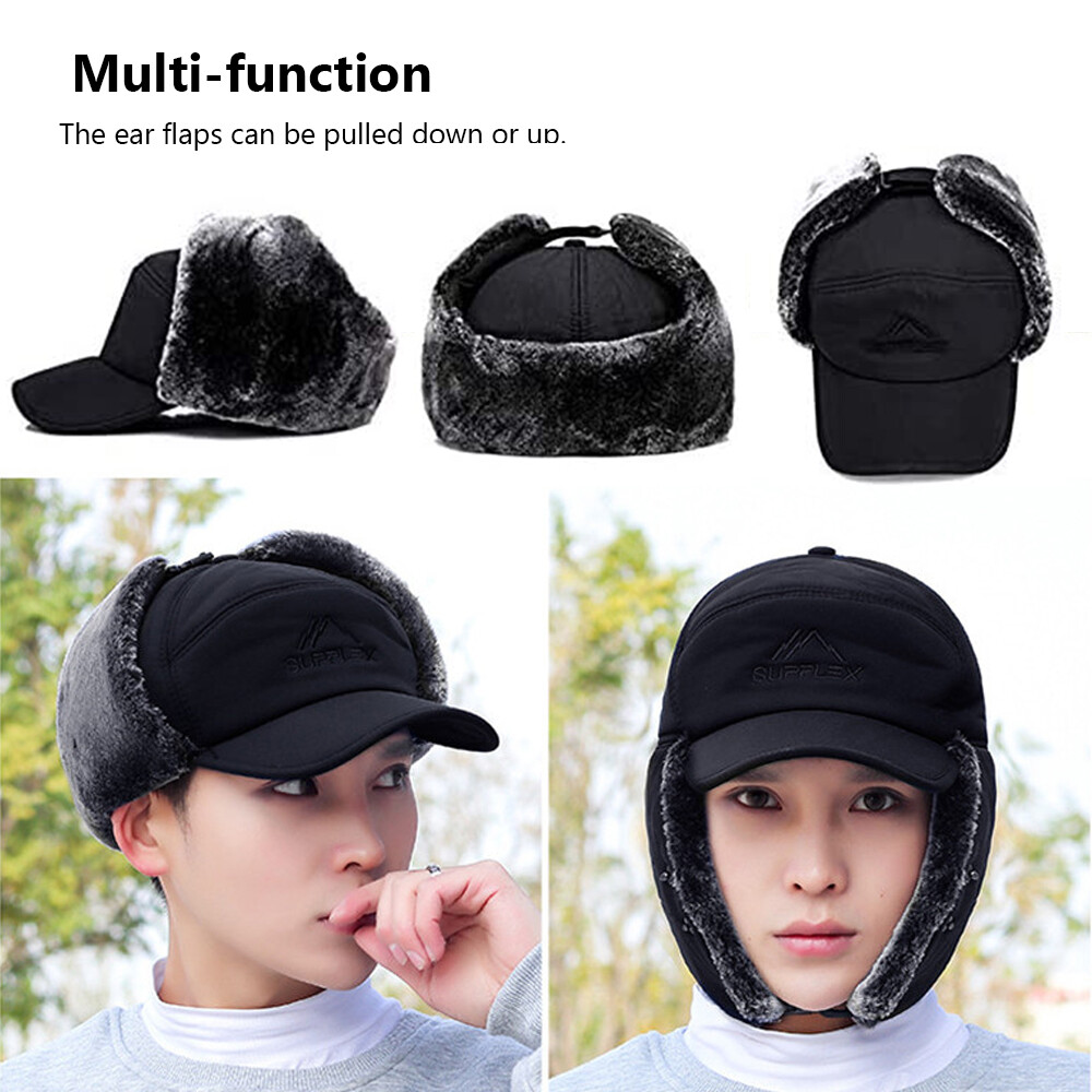 Men Winter Trapper Hat Ear Flap Face Mask Aviator Ushanka Warm Windproof Cap