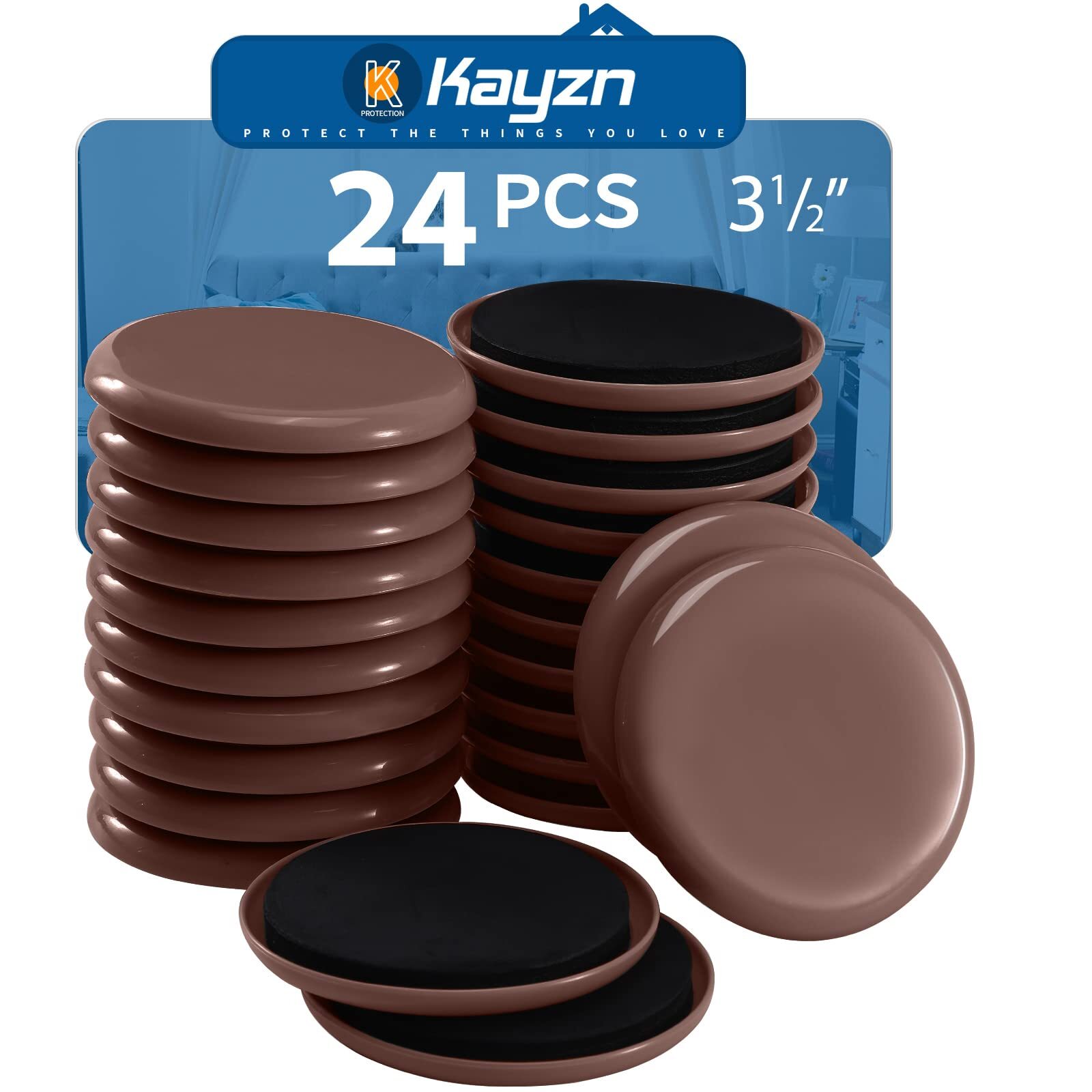 Furniture Sliders 24 PCS Heavy Duty Furniture Moving Pads 3.5" Reusable Furni...