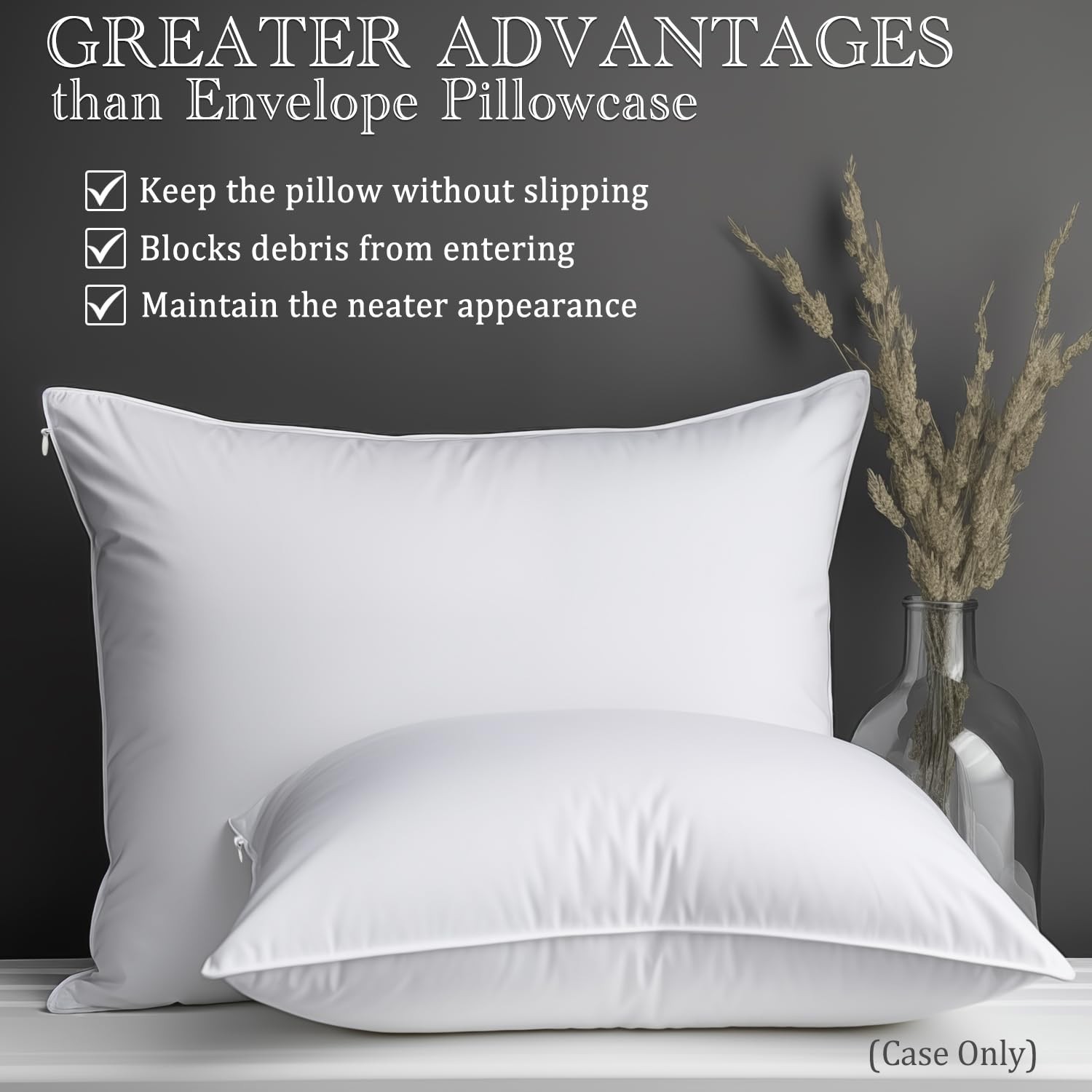 Precoco White Pillow Cases Standard Size-100% Cotton 2 Pack,
