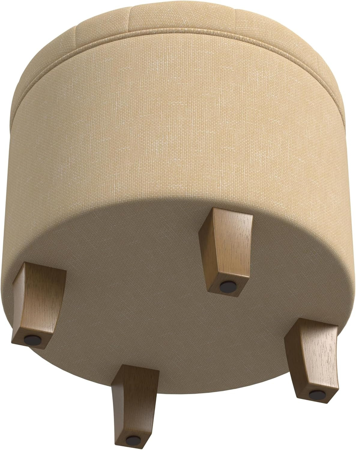 by Kinfine Fabric Upholstered round Storage Ottoman - Button Tufted Ottoman with