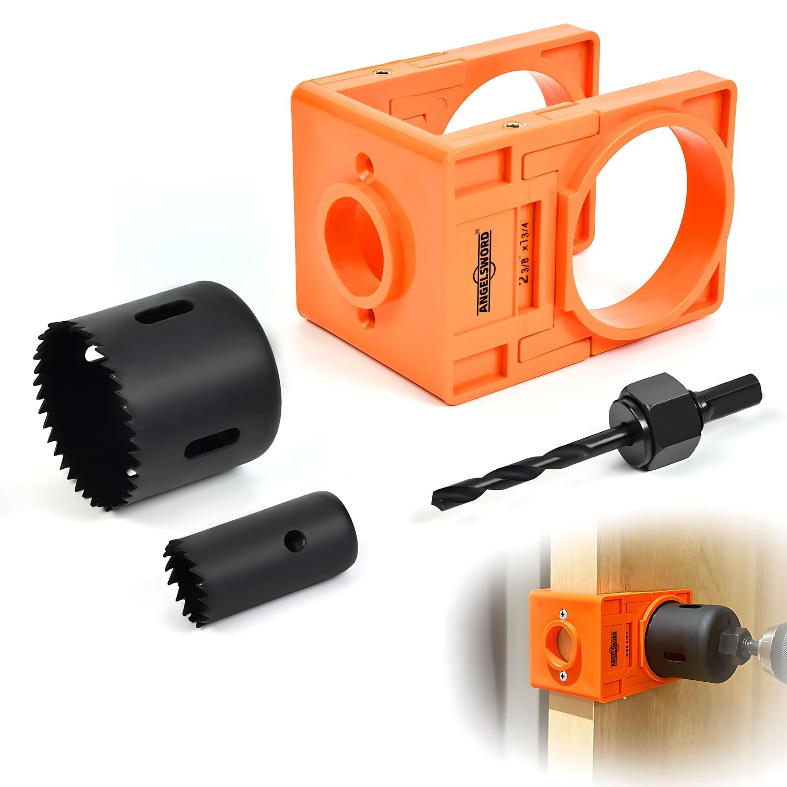ANGELSWORD Door Lock Installation Kit, High Carbon Steel Hole Saw Set for Dri...
