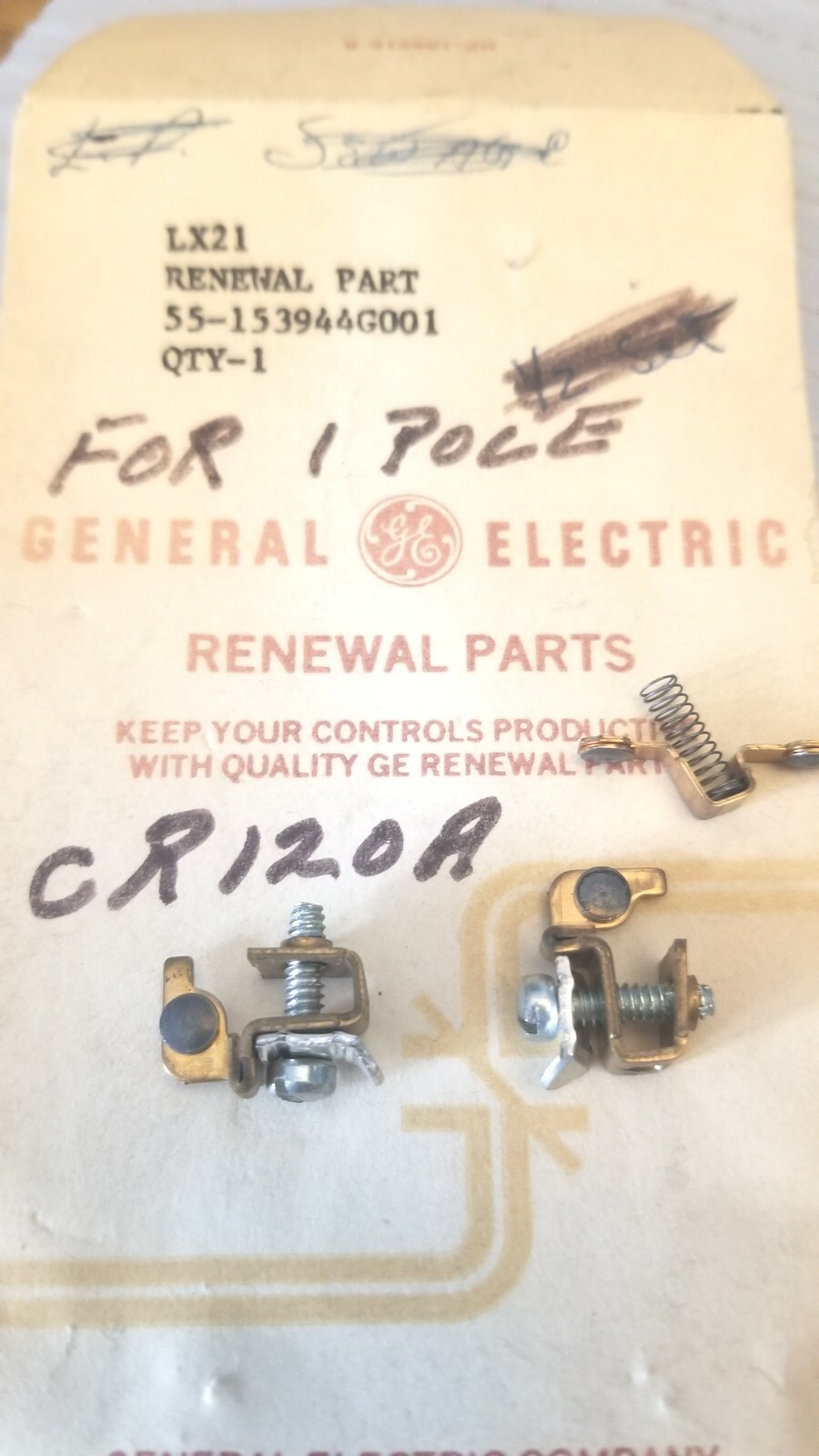 55-153944G001 General Electric GE   Control Relay Contact Kit 1 pole kit