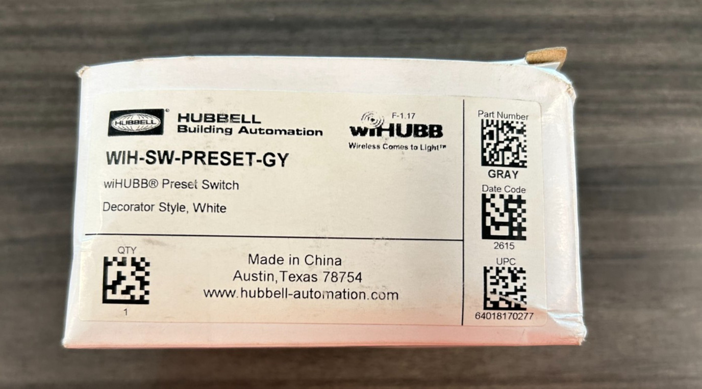 HUBBELL WIH-SW-PRESET-GY Preset Switch, Decorator Style