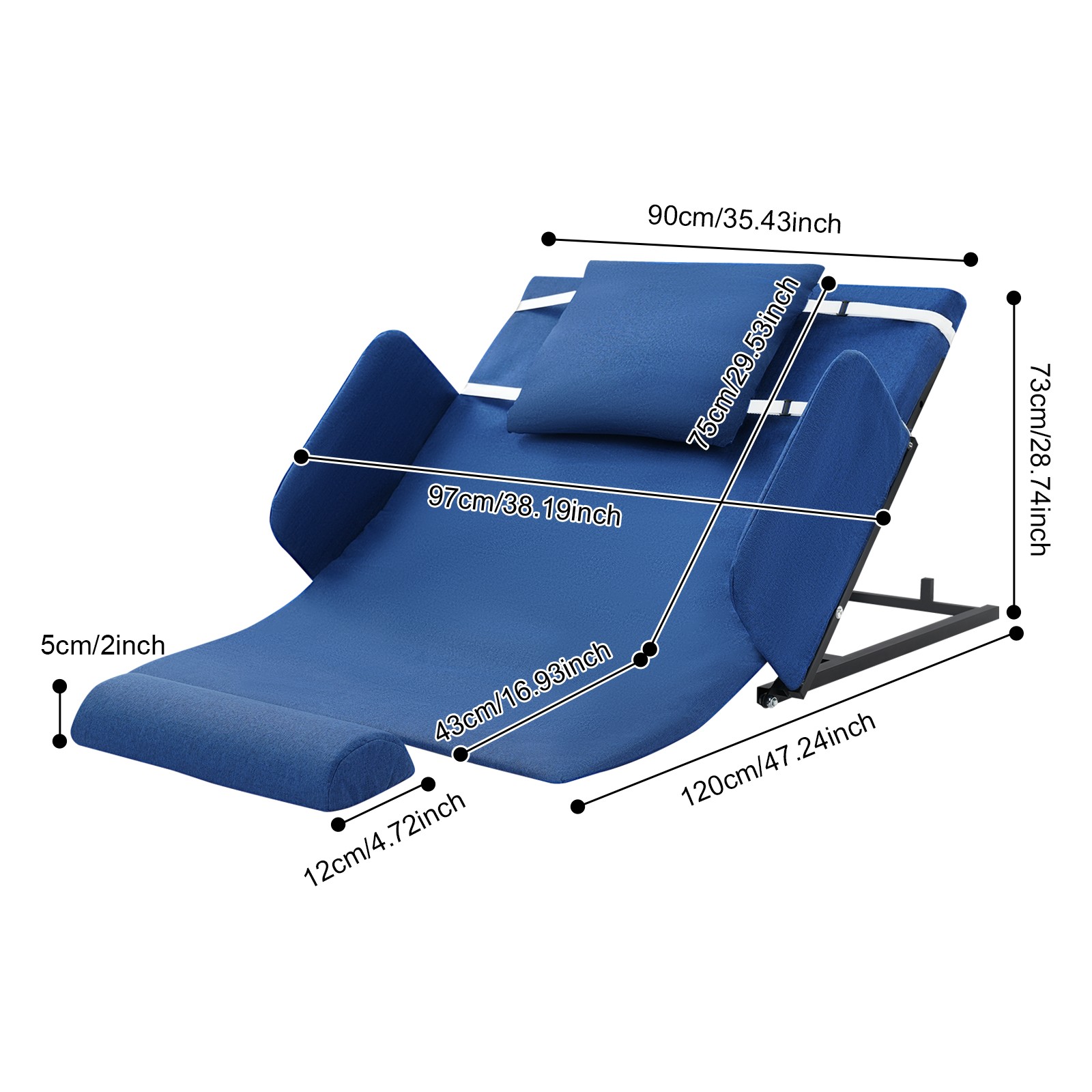 Electric Adjustable Backrest 80° for Elderly with Handrails & Comfort Padding