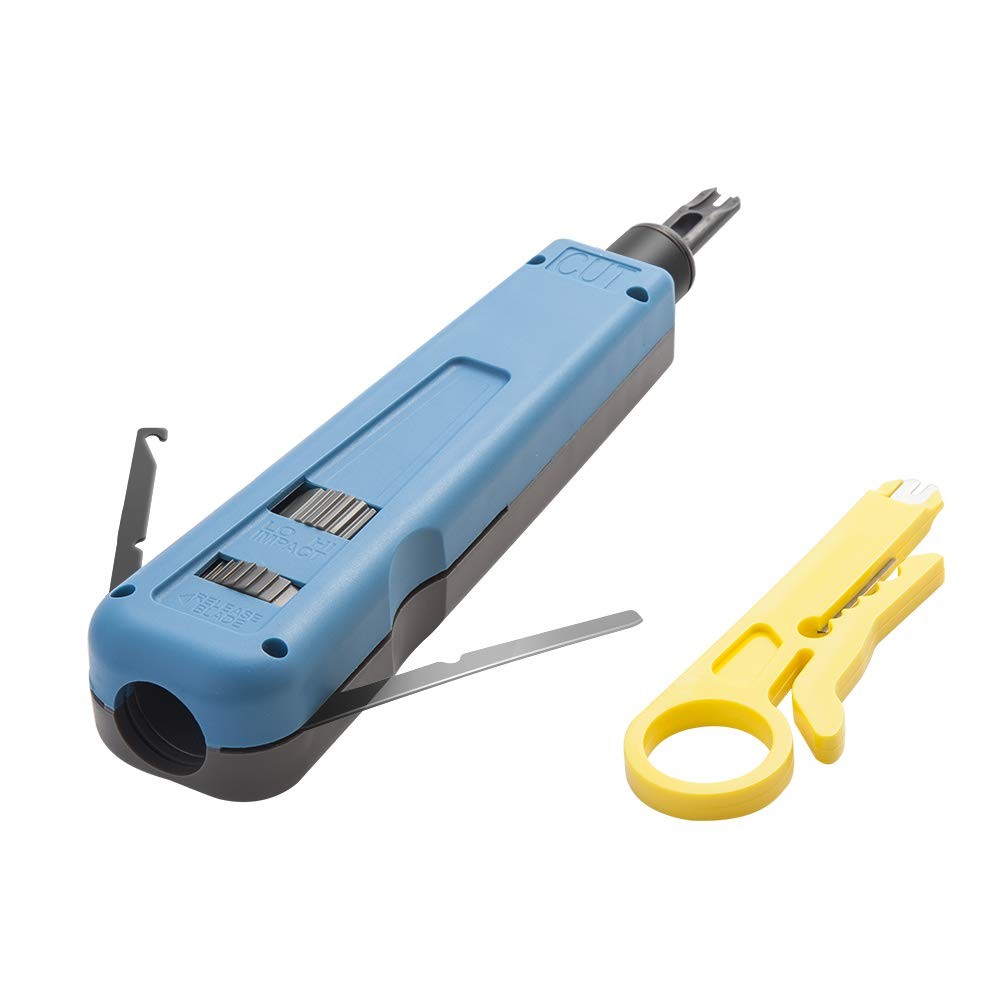 Punch Down Tool with 110/88 Blade & Network Wire Stripper, Multifunction Hook...