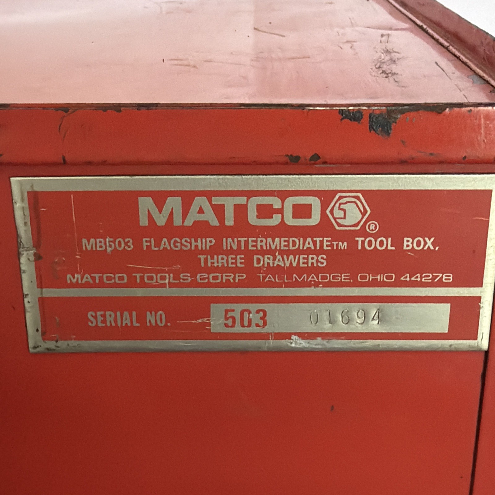 Matco Tools Mid Riser Middle Intermediate Tool Chest Box 3 Drawer MB503 Vtg USA
