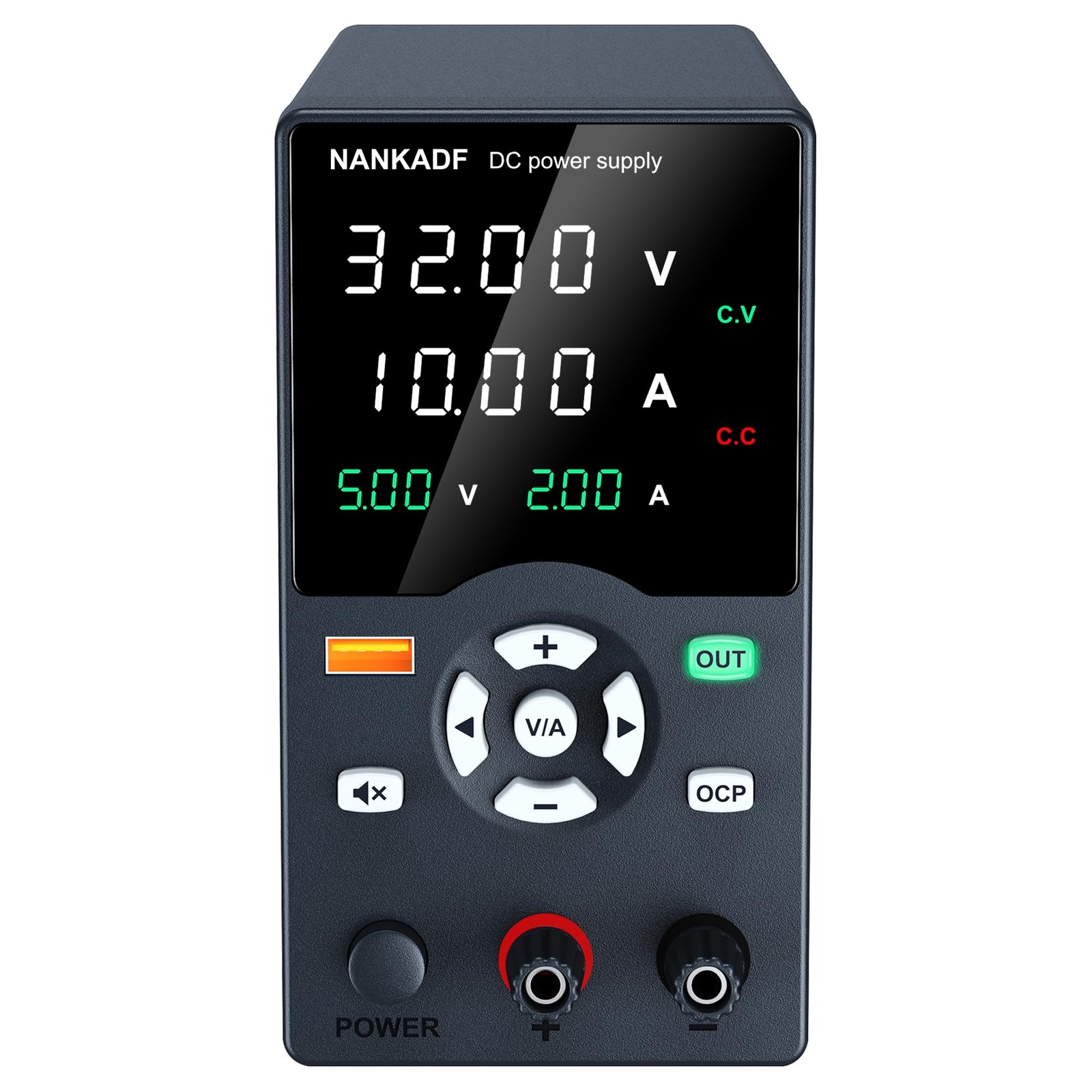 DC Power Supply, Variable Power Supply with Output Button, USB Fast Charging ...