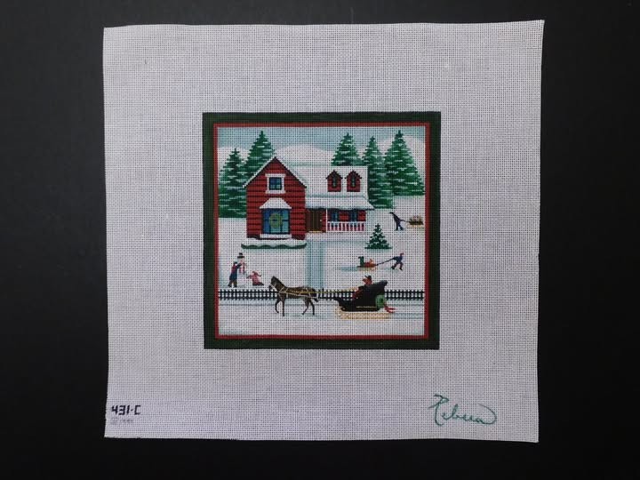 Winter Time by Rebecca (SB39) Stitch Painted Needlepoint