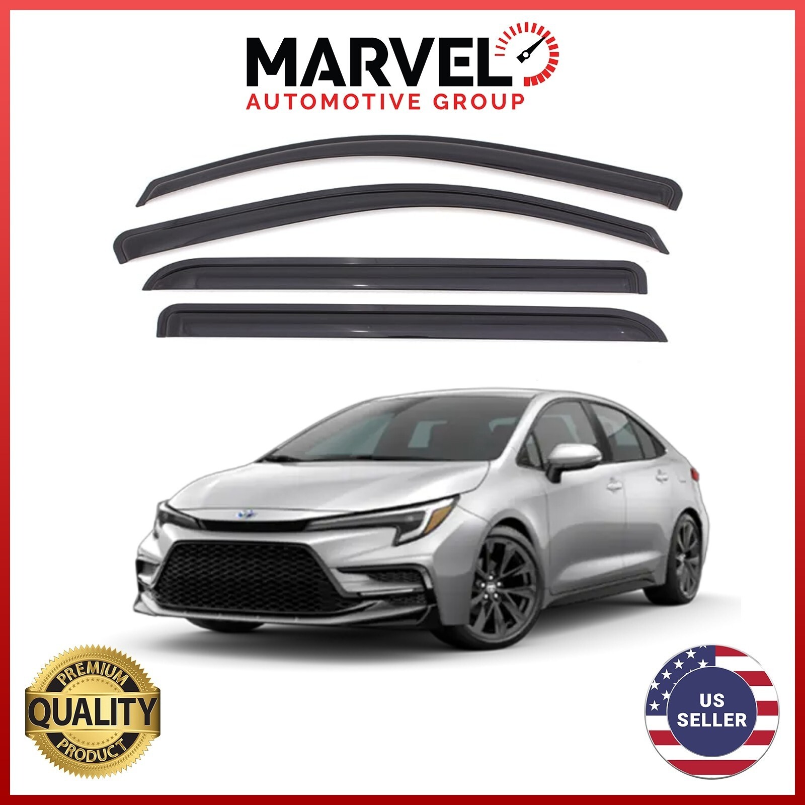 For Toyota Corolla 2019-2024 Black Window Vent Visor Rain Guard Deflectors