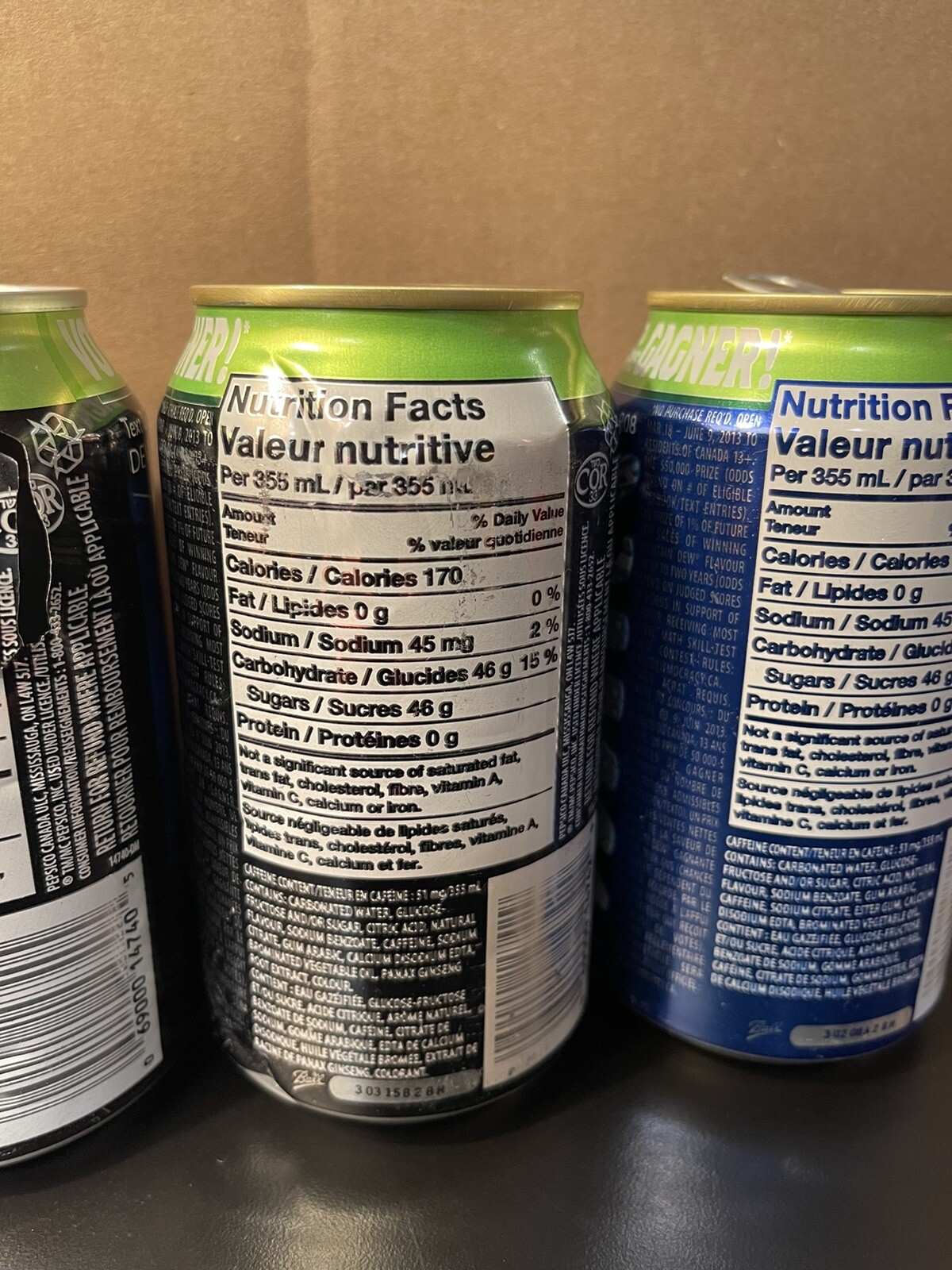 (4) Mountain Dew Canada Dewmocracy Empty Cans (2013) Supernova White Out
