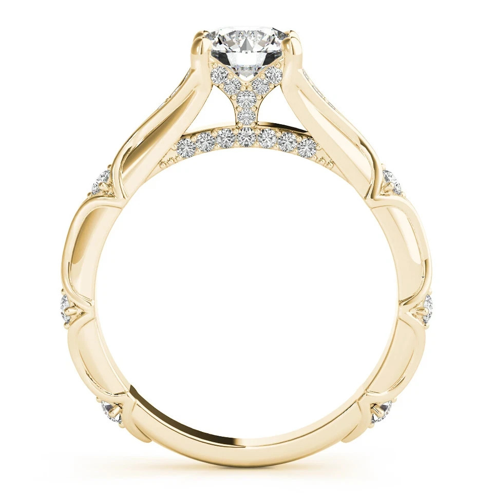 Lab-Created 1.85 Ct Round Cut VVS1 Diamond Engagement Ring 14K Yellow Gold FN