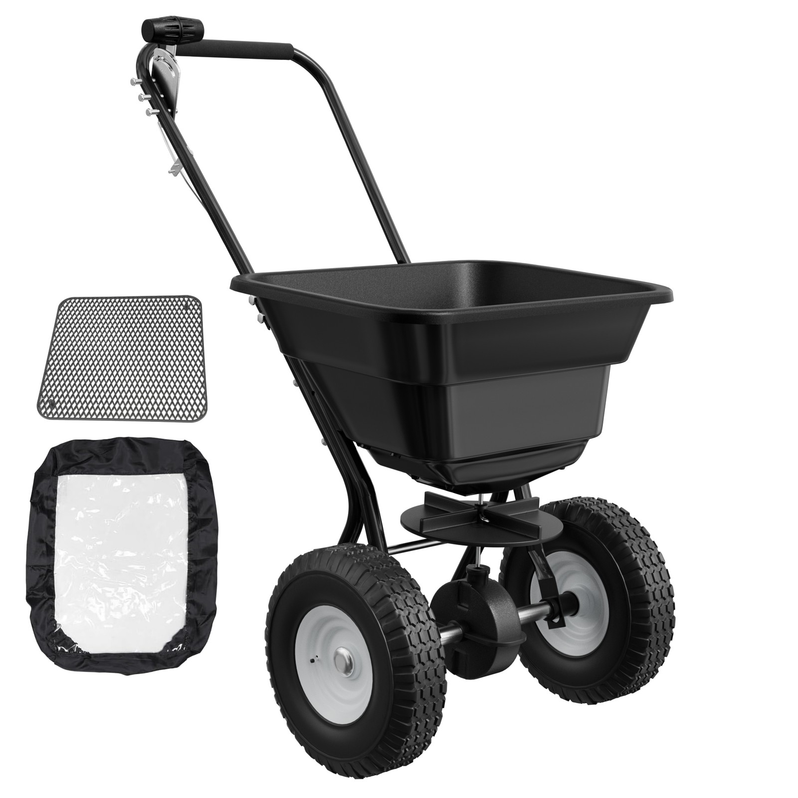 80LB Broadcast Spreader Push Lawn Seeder Fertilizer Ice Melt Spreader Adjustable