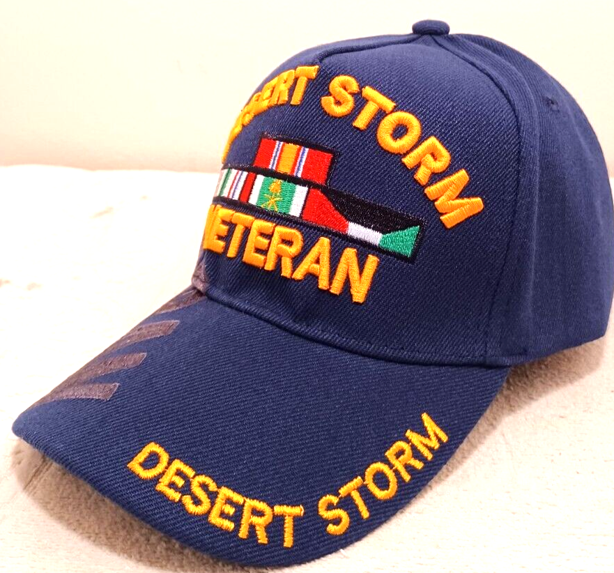 DESERT STORM VETERAN MILITARY CAP NAVYBLUE HAT WITH SHADOW