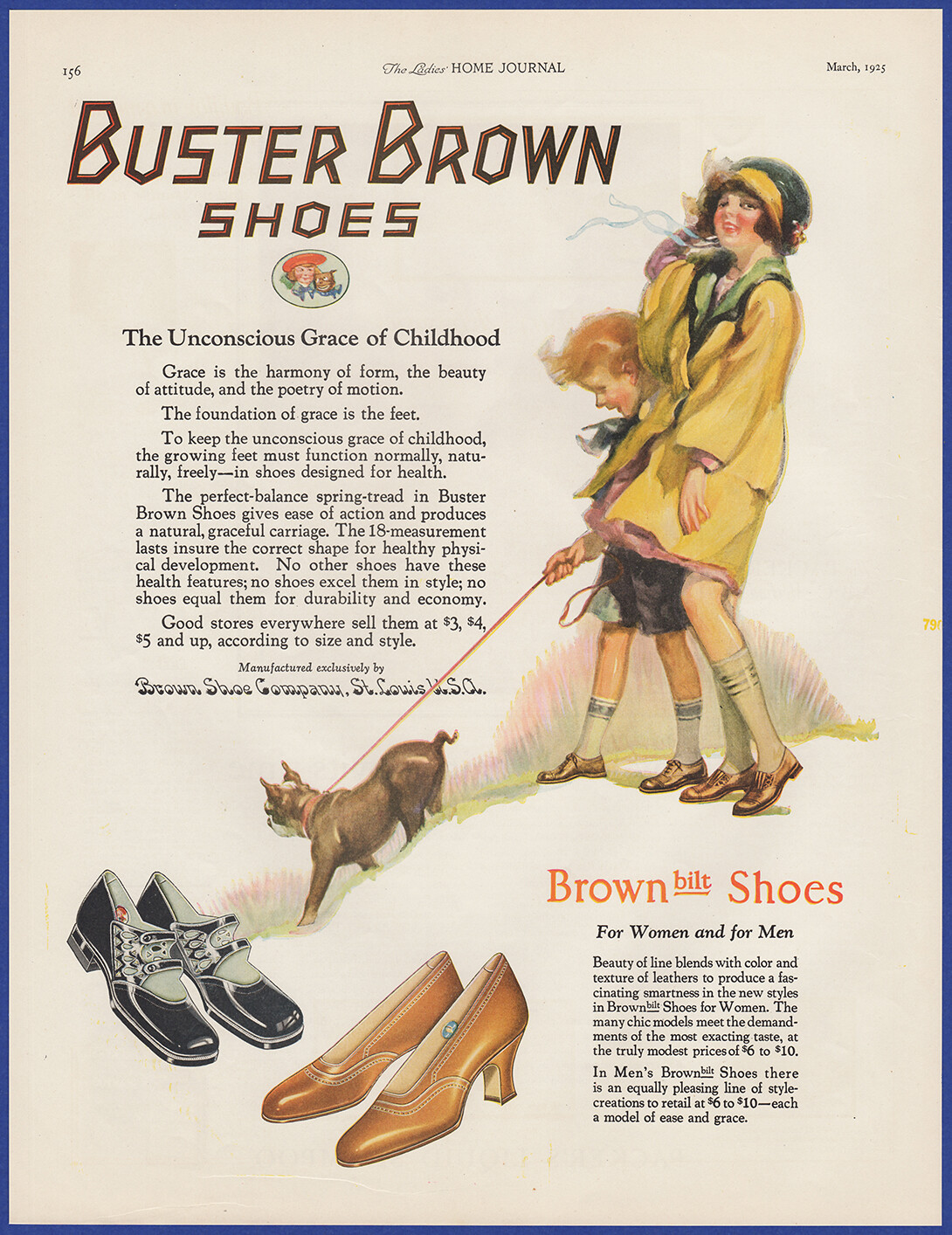 Vintage 1925 BUSTER BROWN SHOES Kids Children's Fashion Art Décor 20's Print Ad
