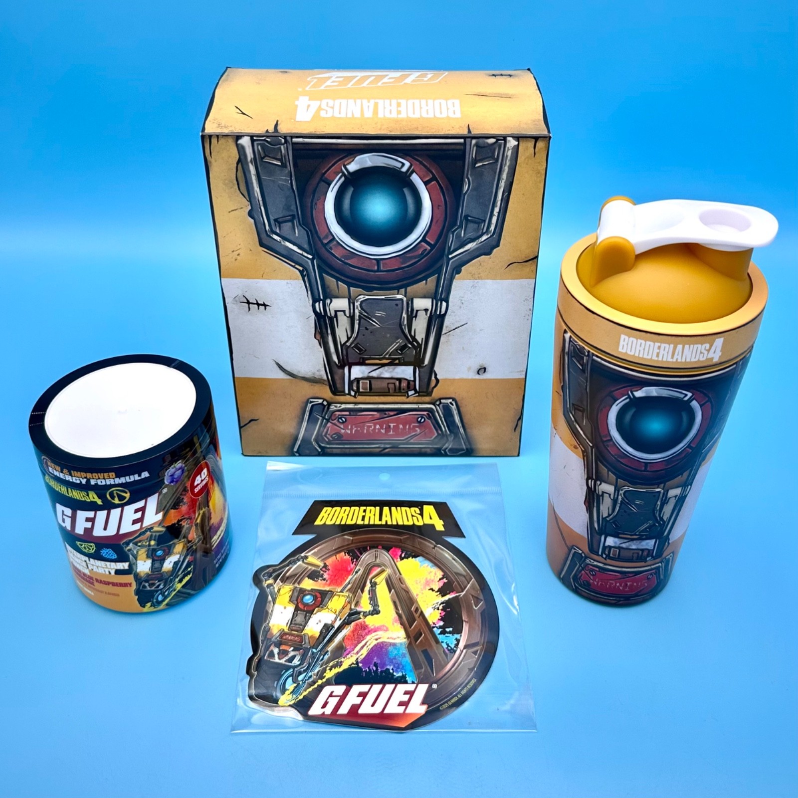 G Fuel Borderlands 4 Claptrap Dance Party Collector's Box Tub Metal Shaker Cup