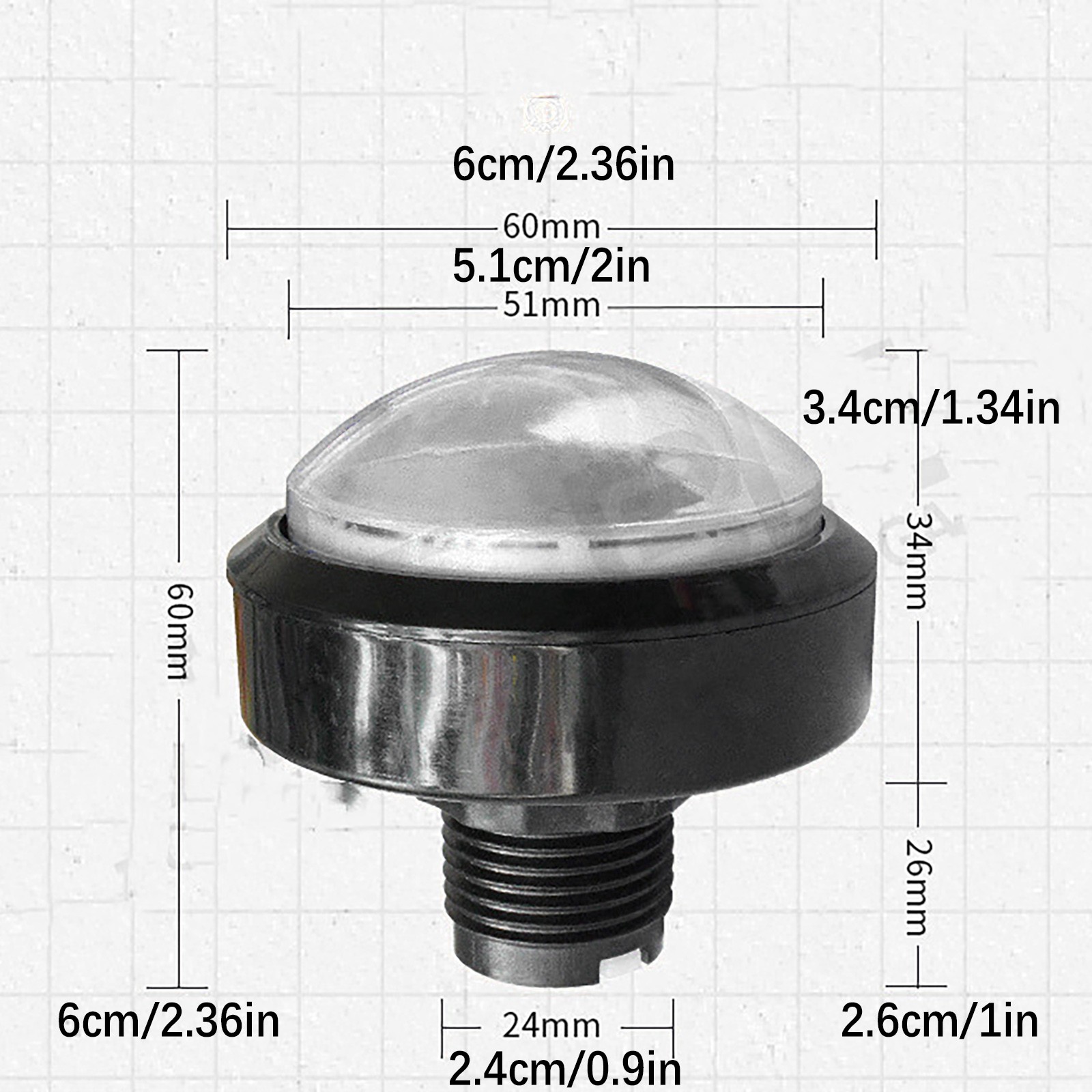 60mm White Arcade Round Push Button Illumilated 12V LED Light w/ Microswitch aa