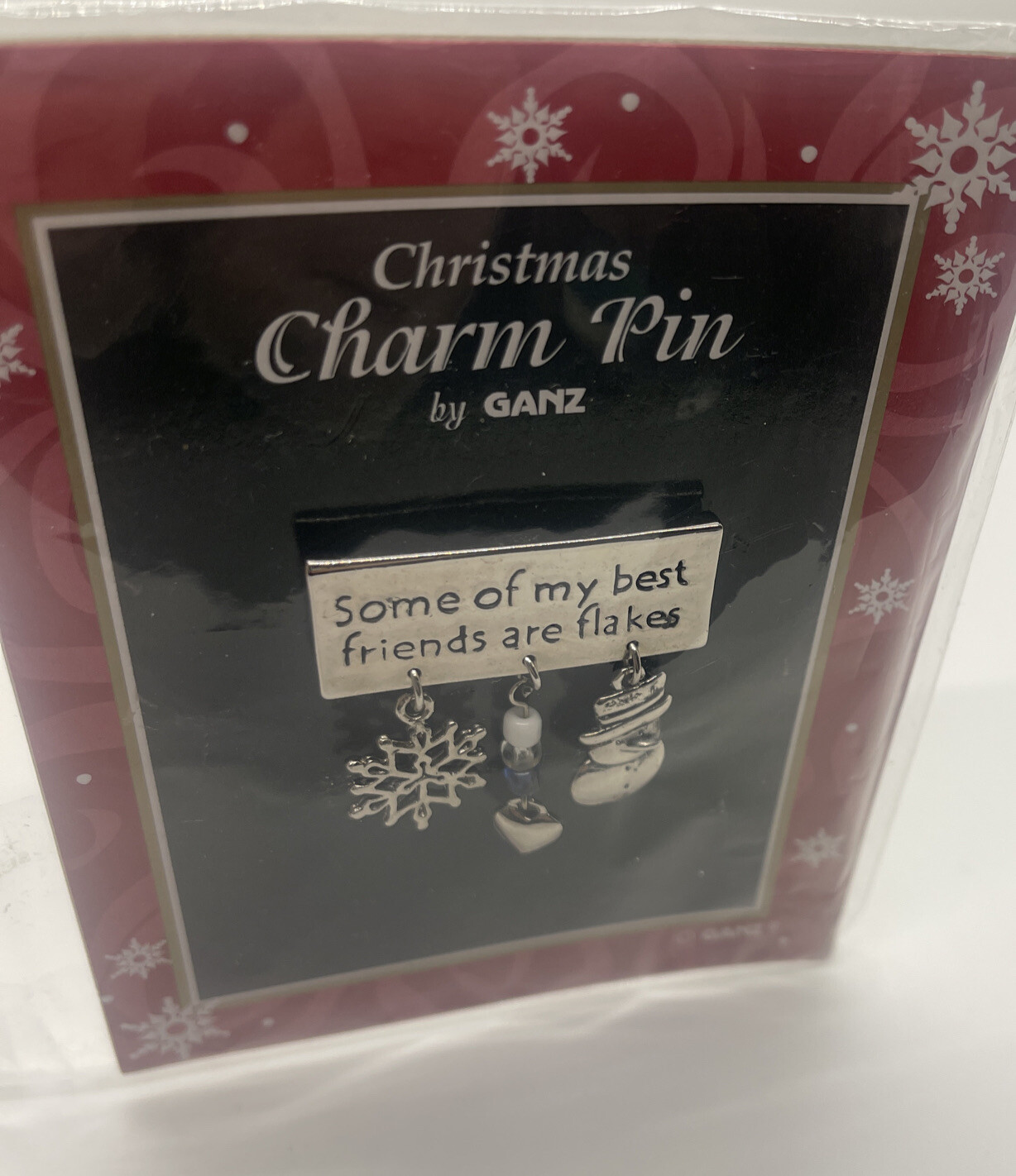 Vintage Sliver Tone Christmas Holiday Pin "Some of My Best Friends are Flakes"