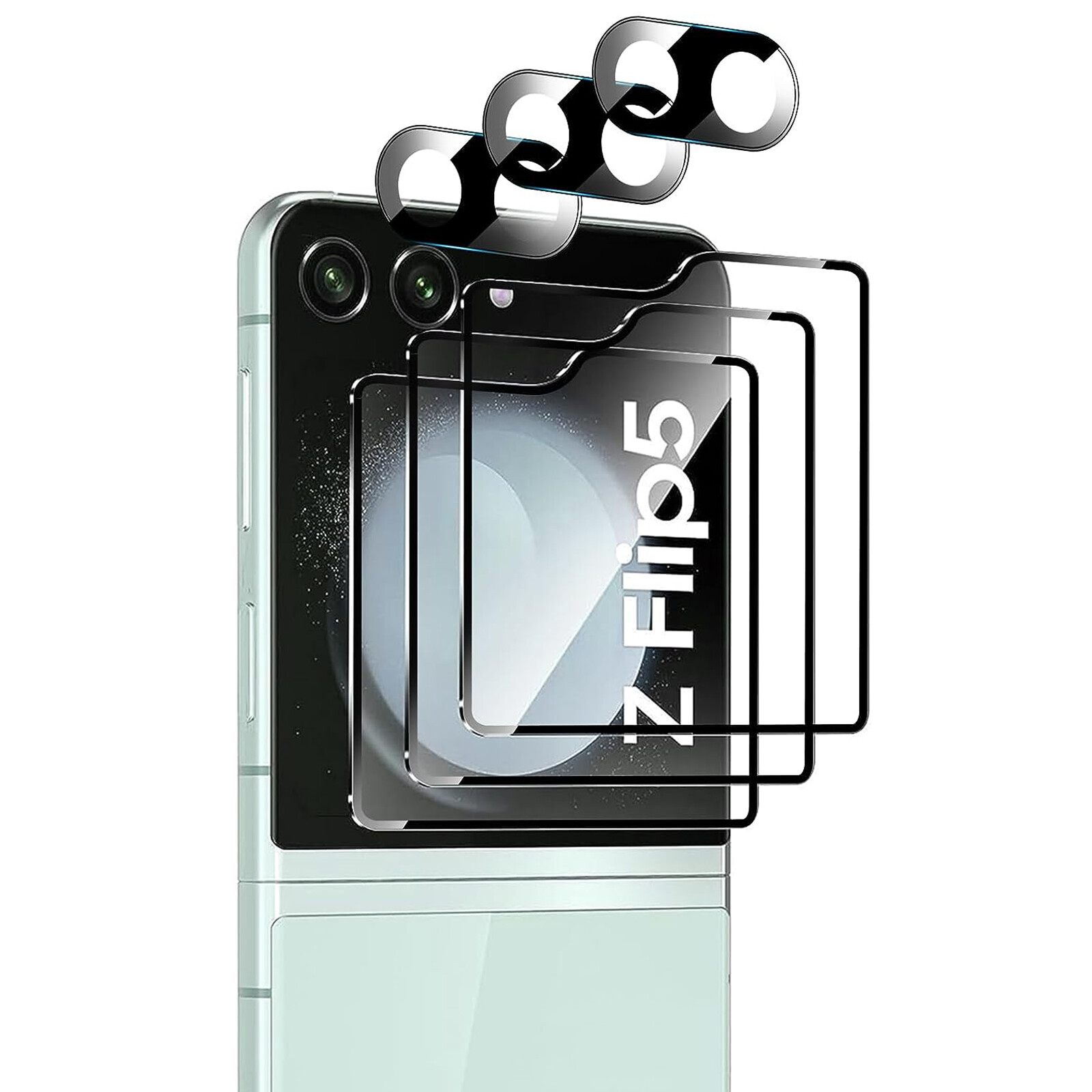 For Samsung Galaxy Z Flip5 Front Screen Protector + Camera Lens Protector 3 Pack