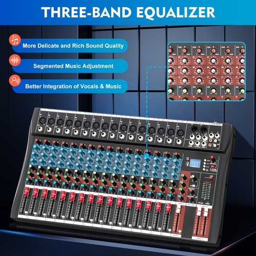16 Channel Professional  Mixer Power Mixing  16 DSP USB USA