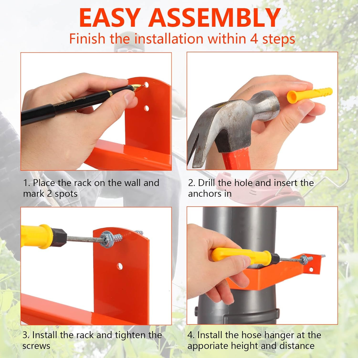 Heavy-Duty Backpack Blower Rack with Hose Holder and Dual-Sided Hooks