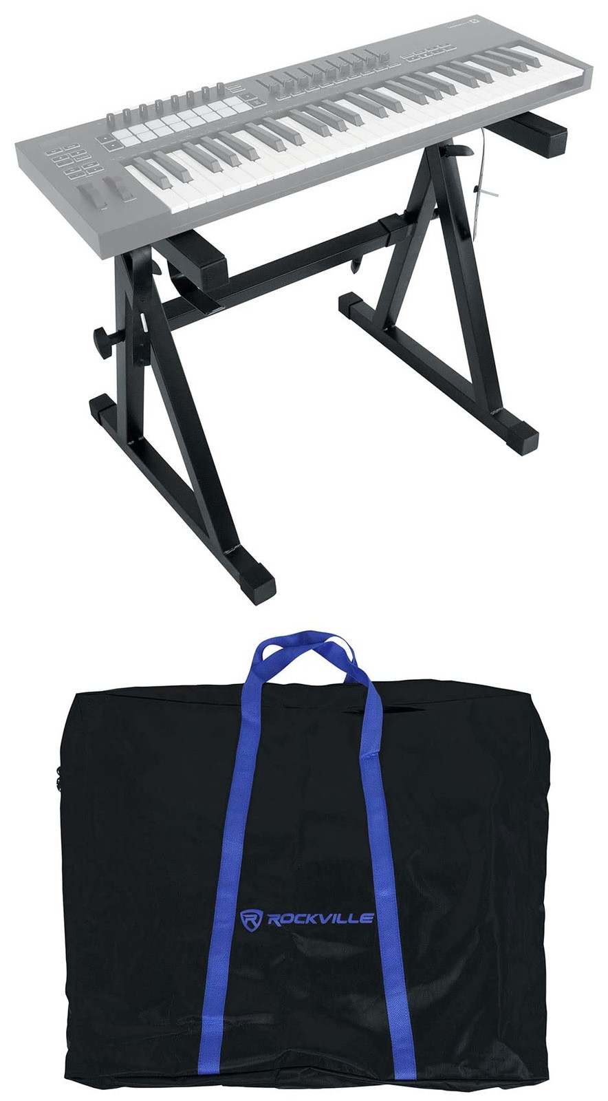 Rockville Z50 Z-Style Pro Keyboard Piano Stand, Adjustable Height and Black