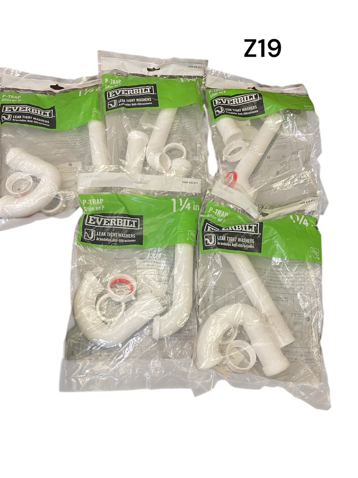 Everbilt P-Trap Leak Tight Washers Pipe Drain Kit Plastic 1-1/4" 1008436817 Lot5