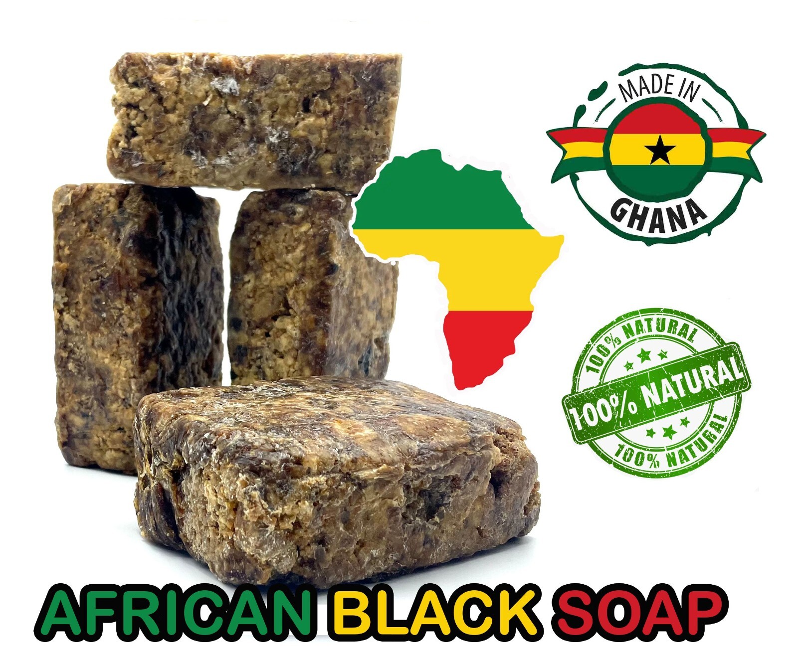 Raw African Black Soap 2oz Bulk Wholesale 100% Natural BUY 2 GET 2 FOR FREE