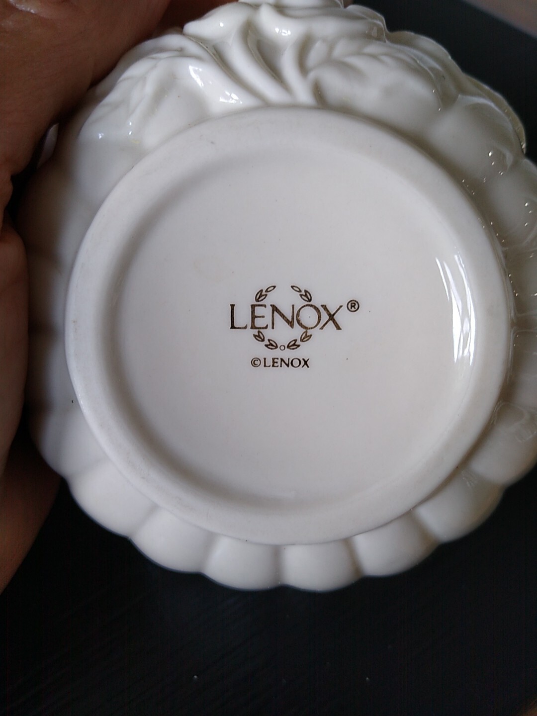 Vintage LENOX Small Trinket Bowl Embossed Roses Gold Trim 4"