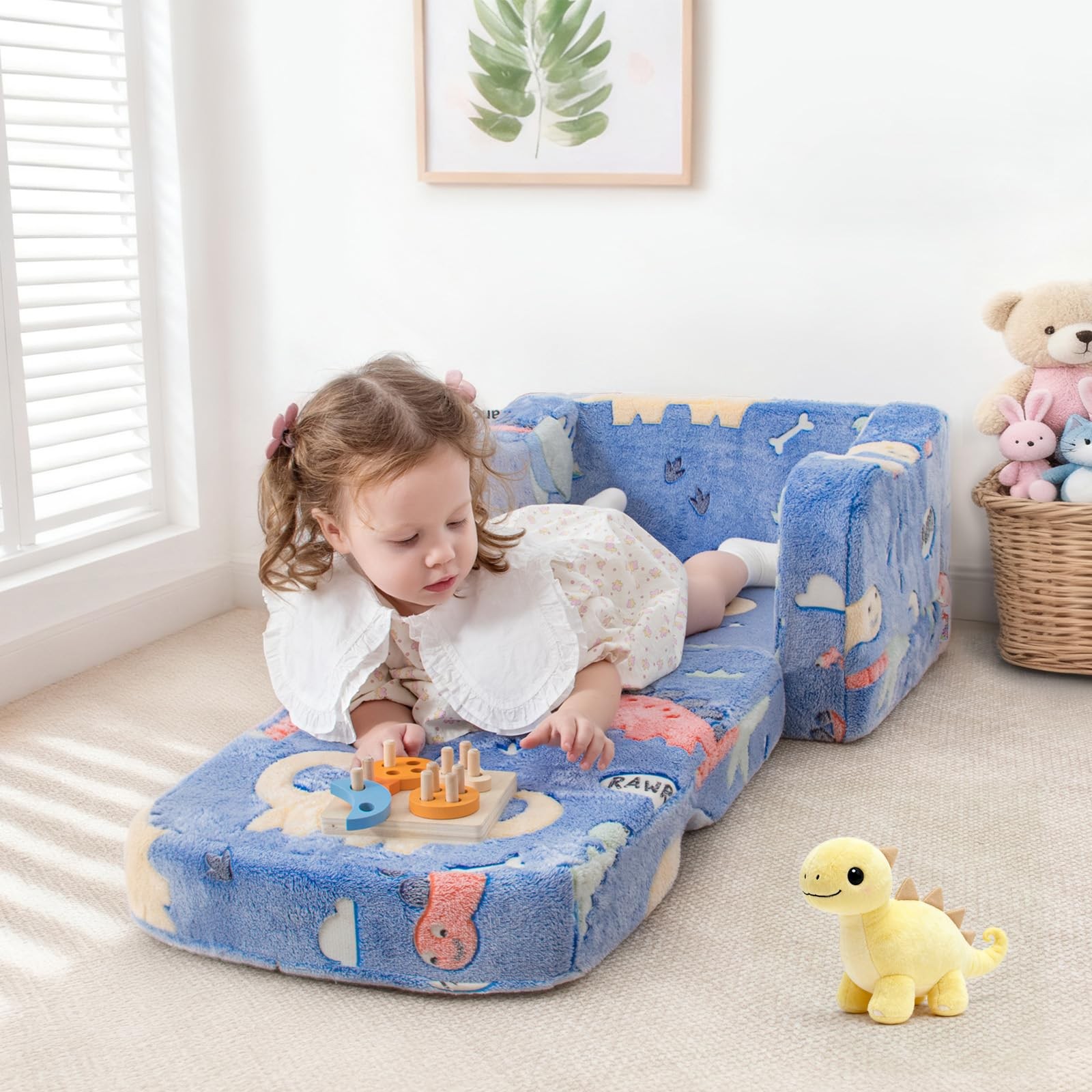 Thick Comfy Chair and Couch for ,2-in-1 Soft Plush Fold Out Sofa for Children...