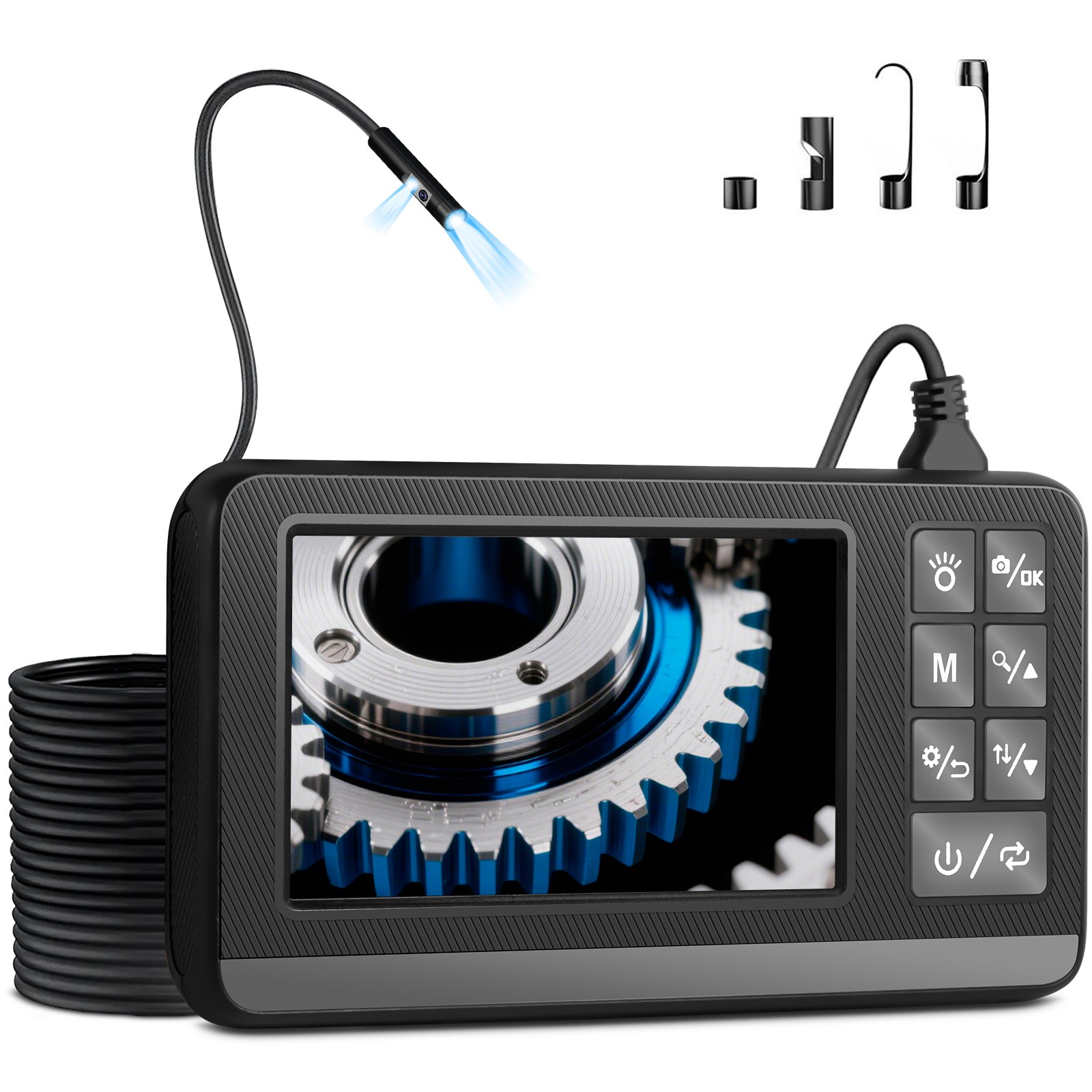 10M(32.8Ft) Dual Probe Endoscope Camera, 4.3" HD Screen, 1080P IP67 Waterproof