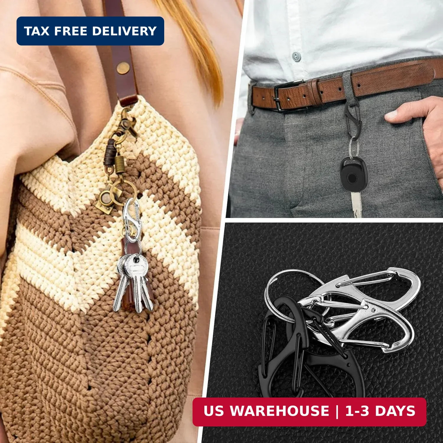 9Pcs Zipper Clip Theft Deterrent, Double Opening Lock Zipper Pull Replacement Cl