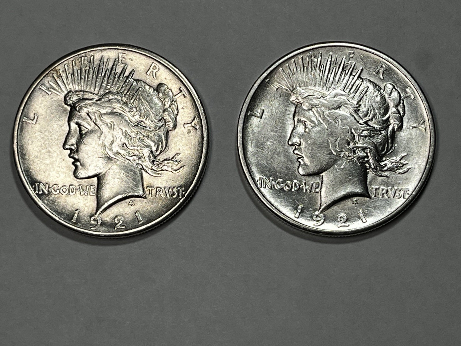 Lot Of 2 - 1921 Peace Dollars High Relief! Key Date! Lot Of 2!
