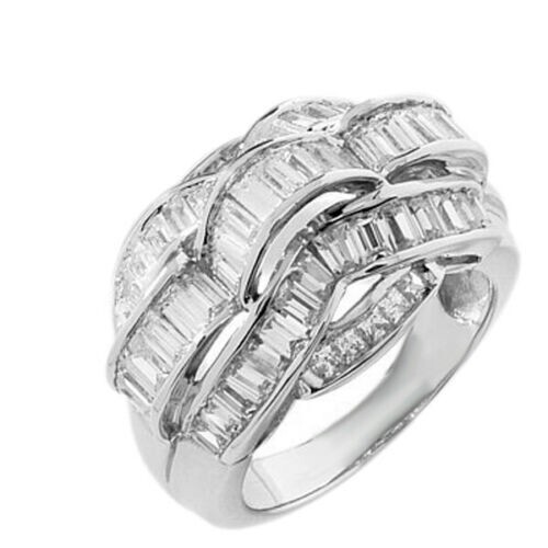 Modern 2.26 Ct Baguette Cut Off White Treated Diamond Band 925 Sterling Silver