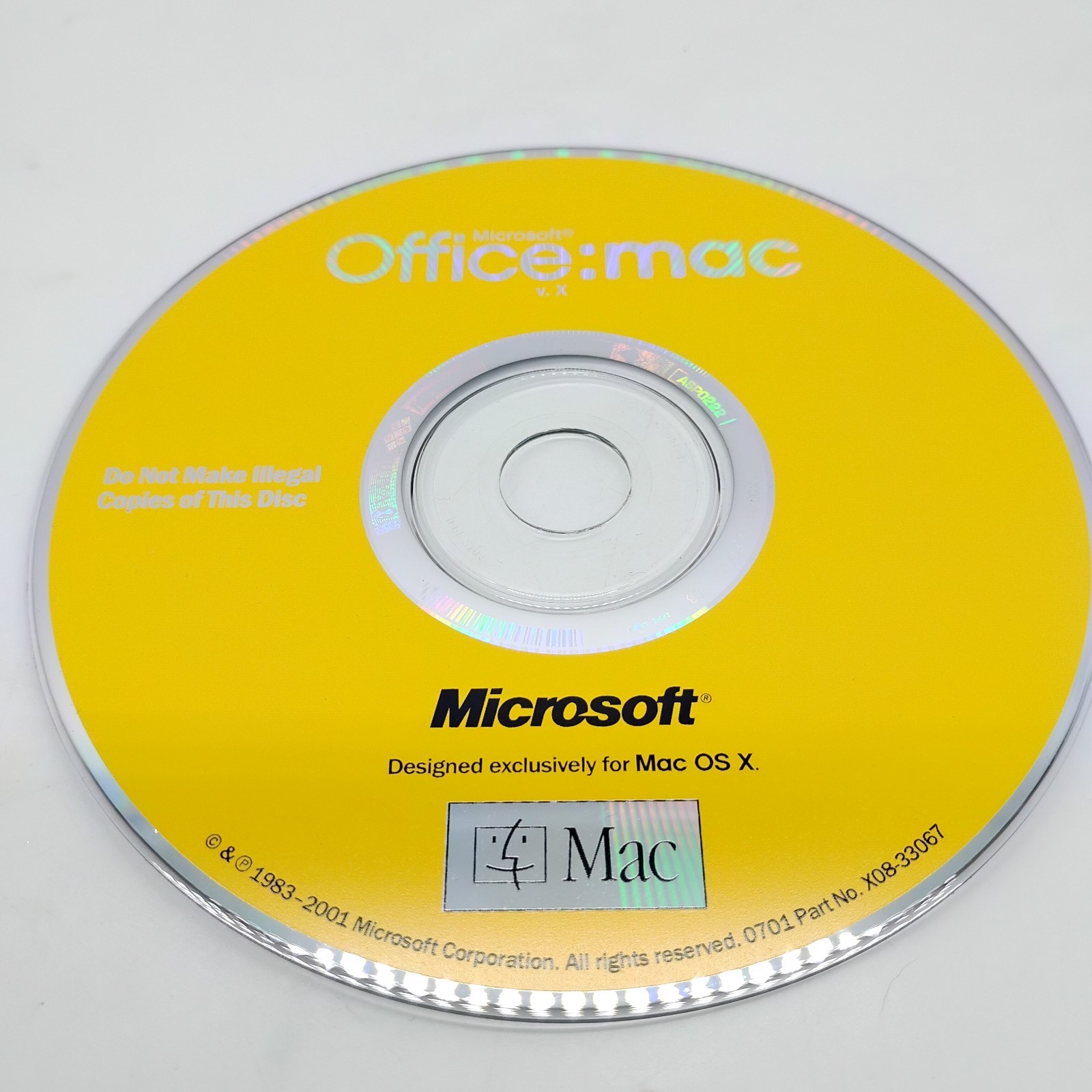 Microsoft Office: Mac v. X (Mac OS X, 2001) Software CD & Product Key & Manual