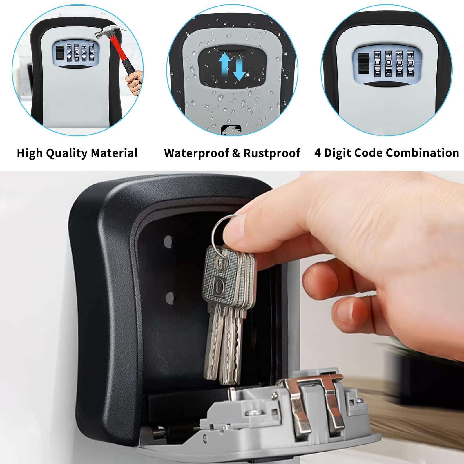TTRWIN Key Lock Box, Resettable 4 Digit Combination Spare 1 Pack, Gray-116