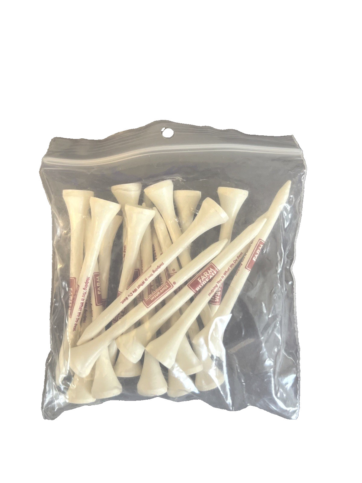 Farm Bureau Wooden Golf Tees 2-3/4" Natural Wood Logo Advertising Collectible