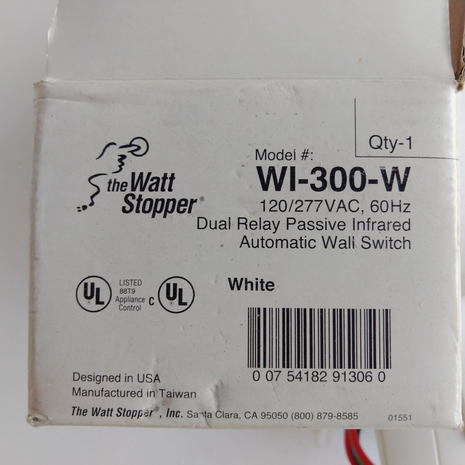 Watt Stopper WI-300-w Dual Relay Passive Infrared Automatic Wall Switch White