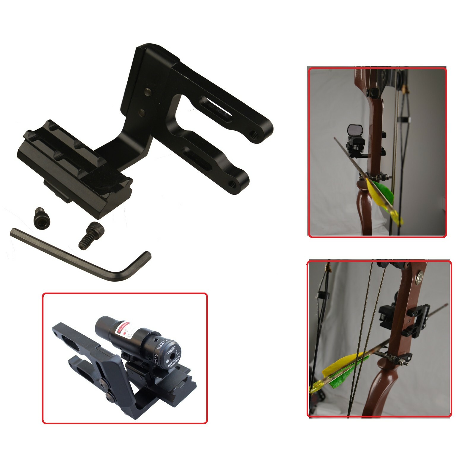 Aluminum Archery Scope & Dot Sight Bracket Mount For Recurve & Compound Bow